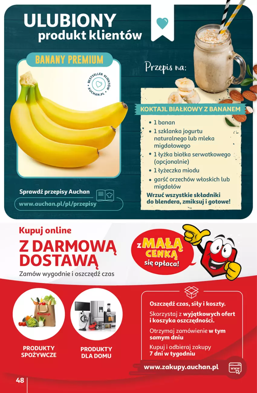 Gazetka promocyjna Auchan - Gazetka z MAŁĄ CENKĄ dźwigniesz więcej! Hipermarket Auchan - ważna 15.02 do 21.02.2024 - strona 48 - produkty: Banany, Blender, Jogurt, Ser, Szklanka