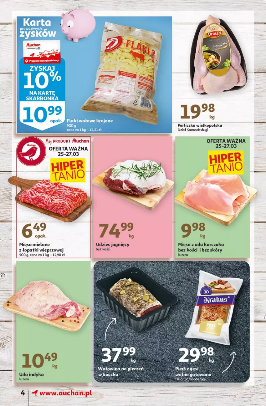 Gazetka promocyjna Auchan - Święta tuż tuż Supermarkety - ważna 25.03 do 03.04.2021 - strona 5 - produkty: Krakus, Kurczak, Mięso, Mięso mielone, Mięso mielone z łopatki wieprzowej, Mięso z uda kurczaka, Perliczka, Wołowina