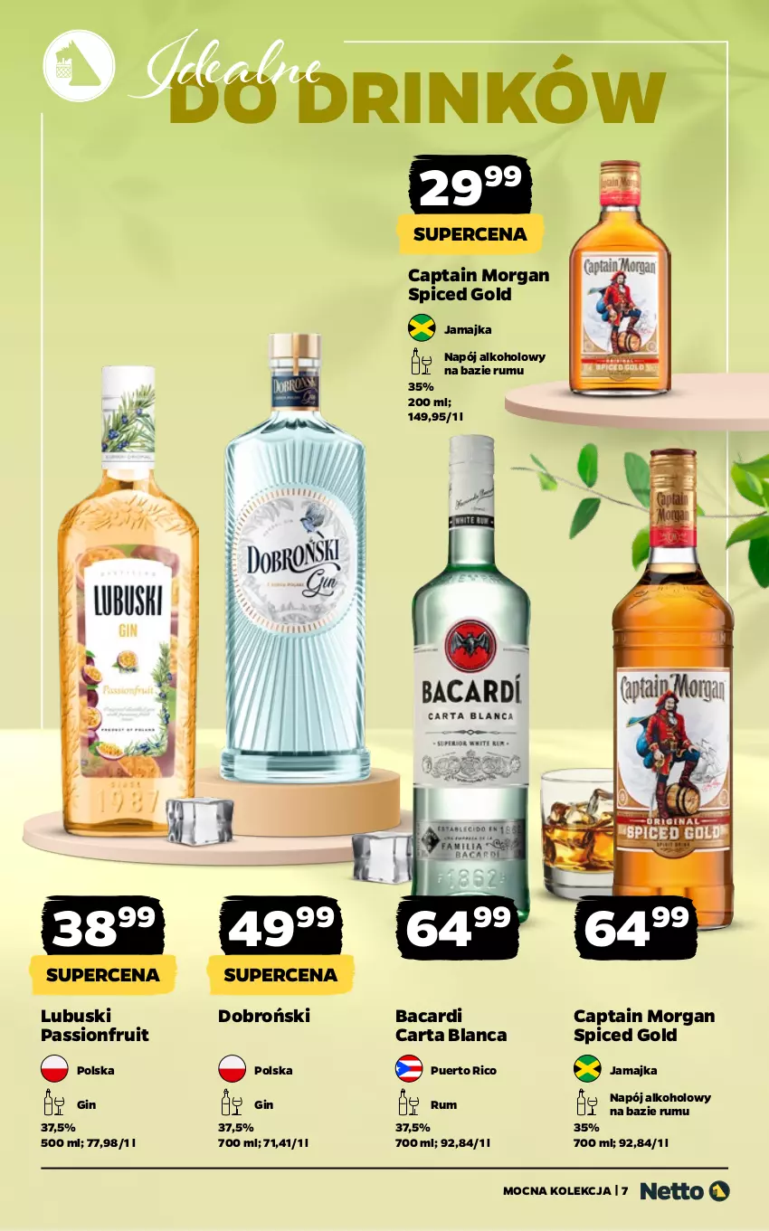 Gazetka promocyjna Netto - Alkohole - Mocne - ważna 27.04 do 09.05.2026 - strona 7 - produkty: Bacardi, Captain Morgan, Gin, Napój, Rum