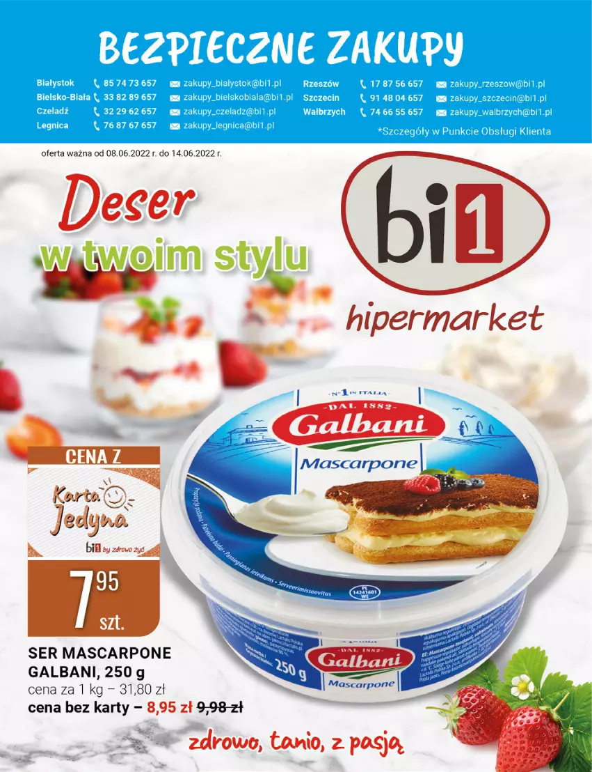 Gazetka promocyjna Bi1 - Deser w Twoim stylu - ważna 08.06 do 14.06.2022 - strona 1 - produkty: Deser, Galbani, Mascarpone, Ser