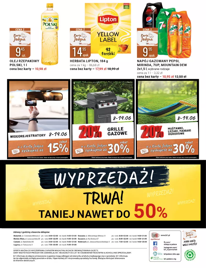 Gazetka promocyjna Bi1 - Deser w Twoim stylu - ważna 08.06 do 14.06.2022 - strona 20 - produkty: 7up, Dres, Fa, Gra, Hama, Herbata, Lipton, Mirinda, Napój, Napój gazowany, Olej, Olej rzepakowy, Pepsi