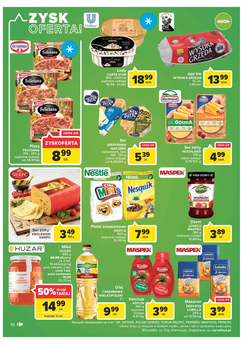 Gazetka promocyjna Carrefour - Gazetka Market - ważna 27.09 do 01.10.2022 - strona 10 - produkty: Bell, Bella, Carte d'Or, Cif, Danio, Dr. Oetker, Dżem, Feliciana, Ferrero, Hochland, Jaja, Kotlin, LG, Lubella, Makaron, NaTurek, Ogród, Pizza, Ser, Sok