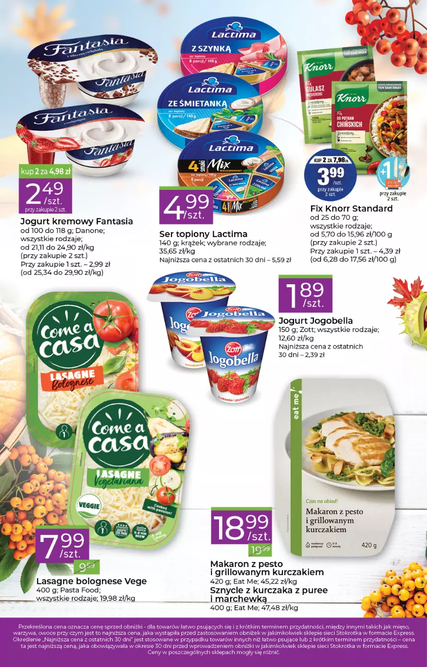 Gazetka promocyjna Stokrotka - Stokrotka Express - ważna 26.10 do 02.11.2023 - strona 2 - produkty: Bell, Bella, Danone, Fa, Fanta, Grill, Jogobella, Jogurt, Knorr, Kurczak, Lasagne, Lasagne bolognese, Makaron, NOWAK, Pesto, Pur, Ser, Ser topiony, Top, Zott