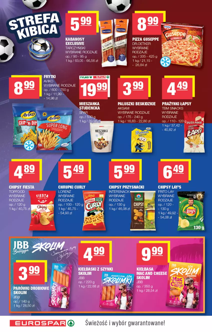 Gazetka promocyjna Spar - EuroSpar - ważna 15.07 do 26.07.2026 - strona 12 - produkty: Beskidzki, Chipsy, Chrupki, Frytki, Kabanos, Kiełbasa, Lorenz, Pizza, Przysnacki, Tarczyński, Top
