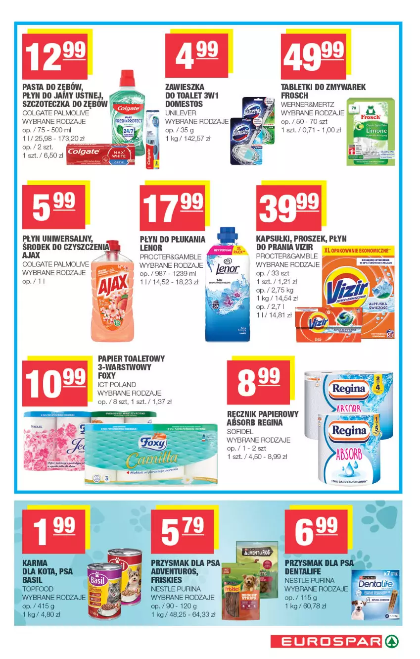Gazetka promocyjna Spar - EuroSpar - ważna 15.07 do 26.07.2026 - strona 15 - produkty: Ajax, Colgate, Domestos, Foxy, Frosch, Gin, Lenor, LG, Palmolive, Papier, Papier toaletowy, Pasta do zębów, Płyn do płukania, Ręcznik, Szczoteczka, Szczoteczka do zębów, Tablet, Tera, Vizir
