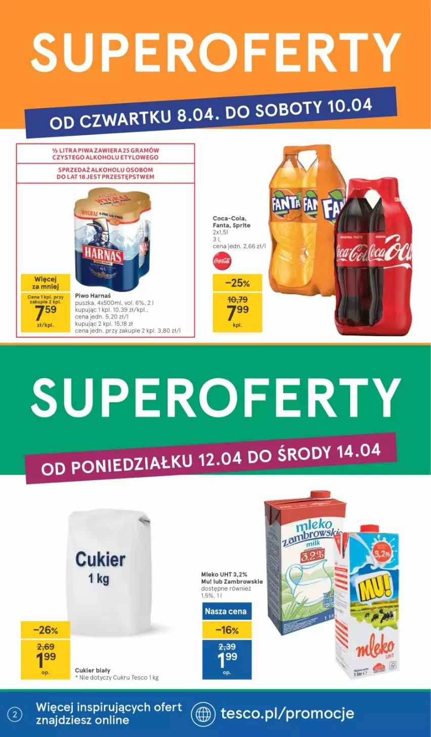 Gazetka promocyjna Tesco - Tesco gazetka - przyszły tydzień - ważna 06.04 do 14.04.2021 - strona 2 - produkty: Coca-Cola, Cukier, Fa, Fanta, Sprite