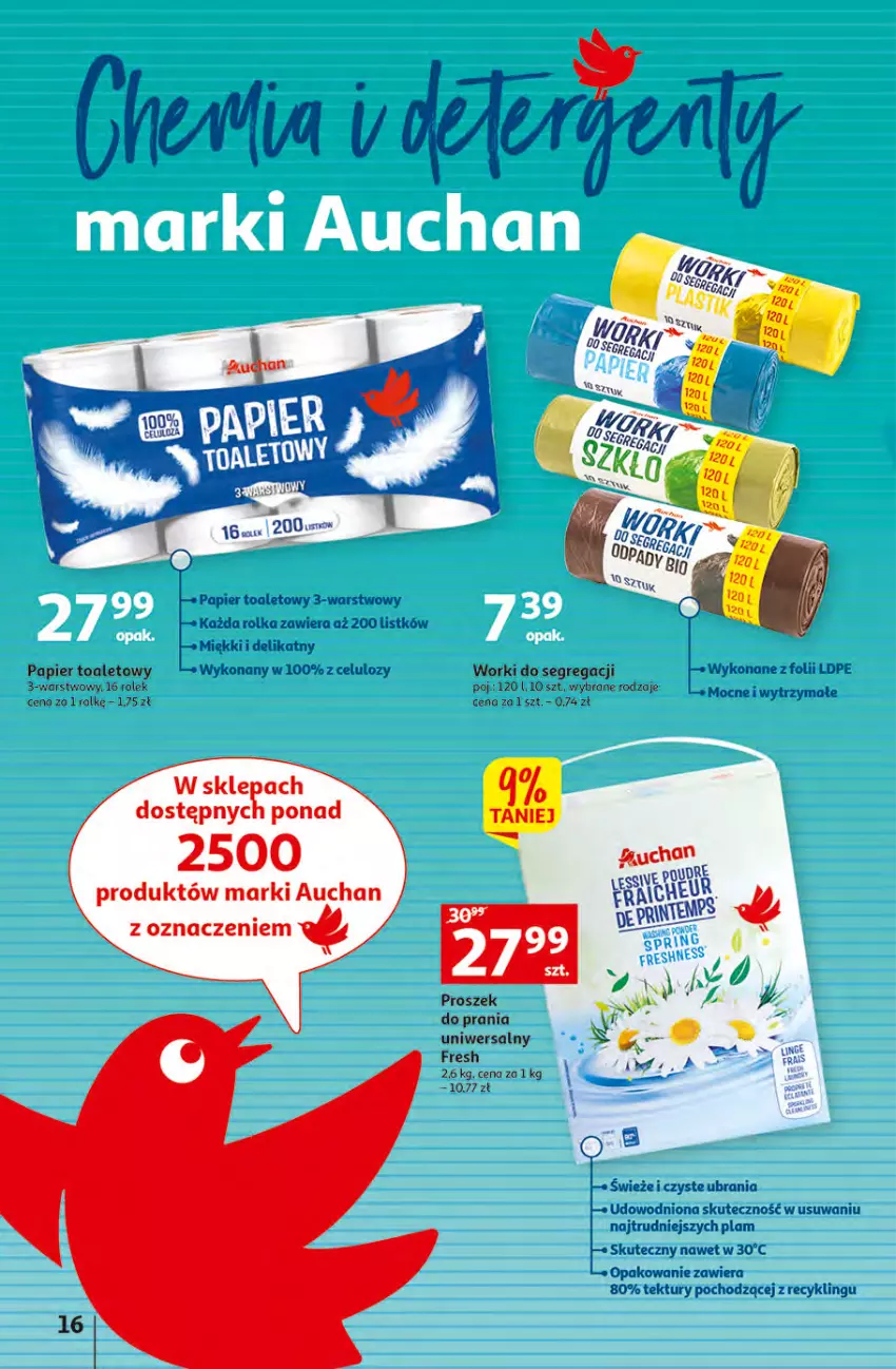 Gazetka promocyjna Auchan - Gazetka MAXI rewelacje Auchan Hipermarket - ważna 12.01 do 18.01.2023 - strona 16 - produkty: Papier, Papier toaletowy, Ubrania