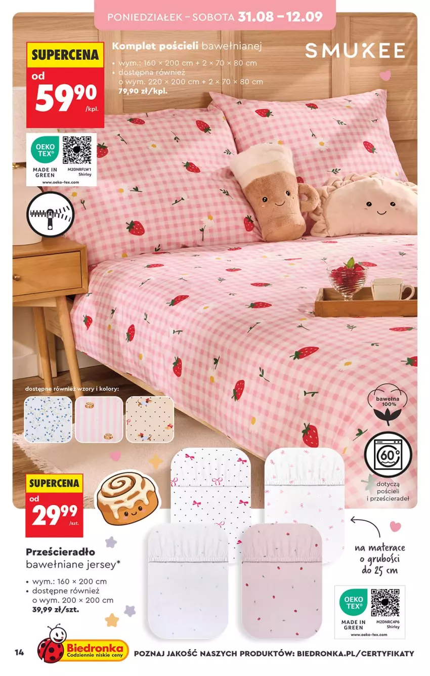 Gazetka promocyjna Biedronka - Okazje Tygodnia - ważna 31.08 do 12.09.2026 - strona 14 - produkty: Materac, Pościel, Prześcieradło, Tera