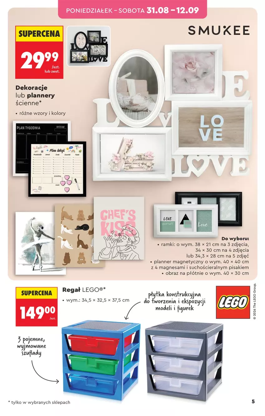 Gazetka promocyjna Biedronka - Okazje Tygodnia - ważna 31.08 do 12.09.2026 - strona 5 - produkty: LEGO, Obraz, Płytka, Regał