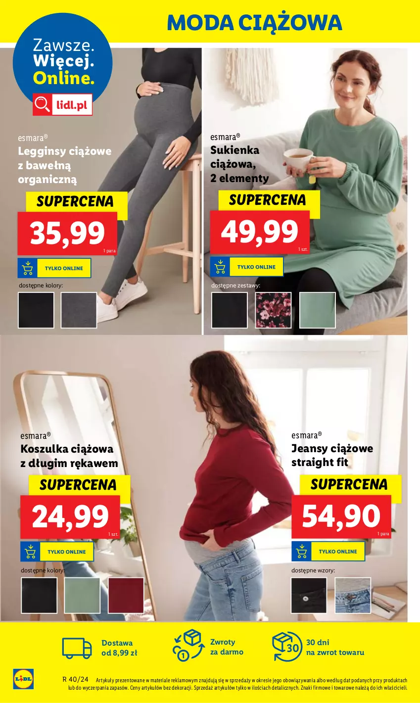 Gazetka promocyjna Lidl - GAZETKA - ważna 30.09 do 05.10.2024 - strona 32 - produkty: Gin, Kosz, Koszulka, Legginsy, Moda, Sukienka