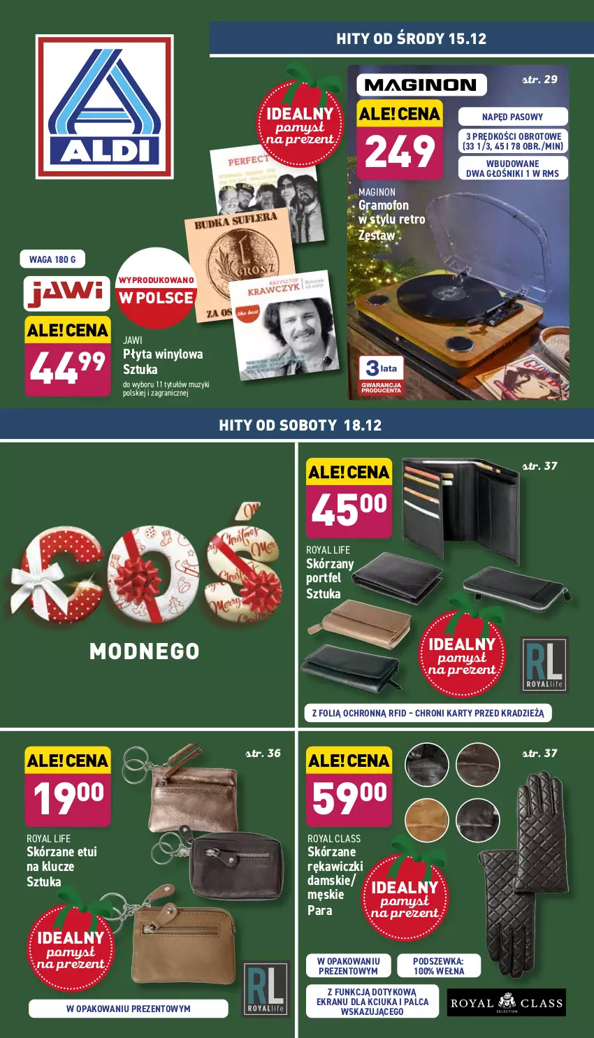 Gazetka promocyjna Aldi - ważna 15.12 do 19.12.2021 - strona 1 - produkty: Gin, Głośnik, Gra, Płyta, Por, Waga, Wełna