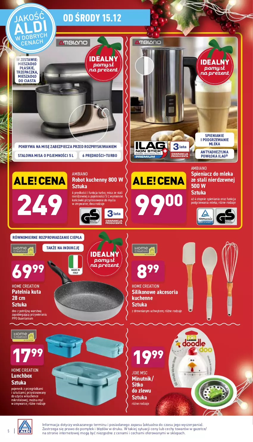 Gazetka promocyjna Aldi - ważna 15.12 do 19.12.2021 - strona 5 - produkty: Fa, Mieszadło, Patelnia, Piec, Pojemnik, Pokrywa, Robot, Sitko, Top, Trzepaczka, Zlew