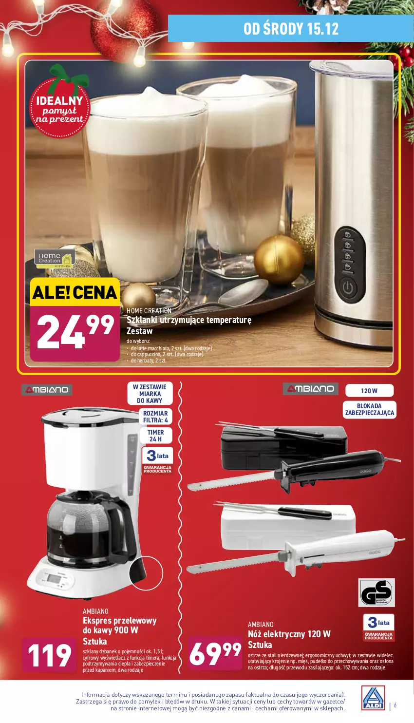 Gazetka promocyjna Aldi - ważna 15.12 do 19.12.2021 - strona 6 - produkty: Cappuccino, Chia, Dzbanek, Ekspres przelewowy, Lanki, Miarka, Piec, Pudełko, Widelec