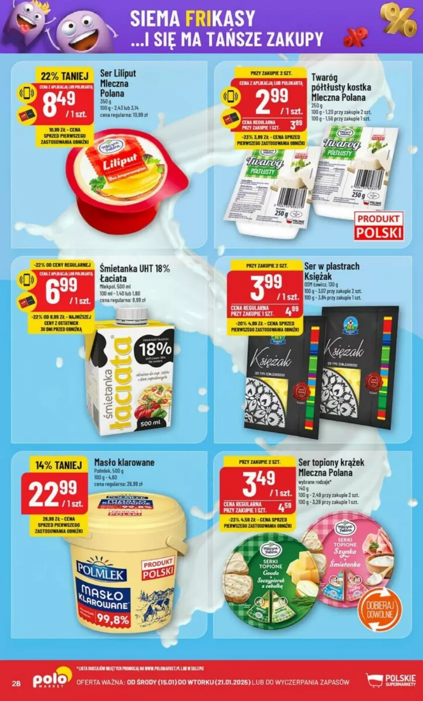 Gazetka promocyjna PoloMarket - ważna 15.01 do 21.01.2025 - strona 21 - produkty: LANA, Ser, Ser topiony, Top, Twaróg, Twaróg półtłusty