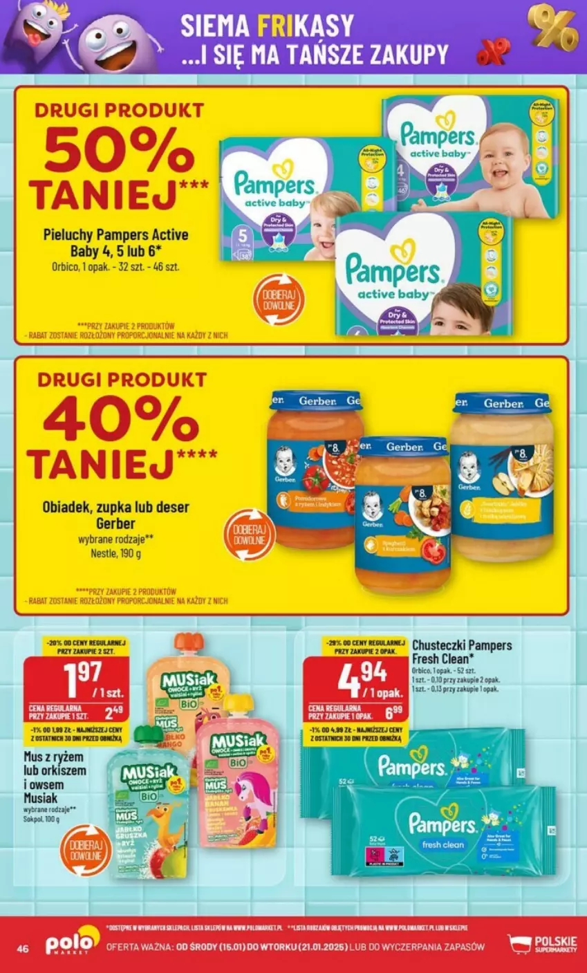 Gazetka promocyjna PoloMarket - ważna 15.01 do 21.01.2025 - strona 41 - produkty: BIC, Chusteczki, Deser, Gerber, Pampers, Pieluchy, Ryż, Ser