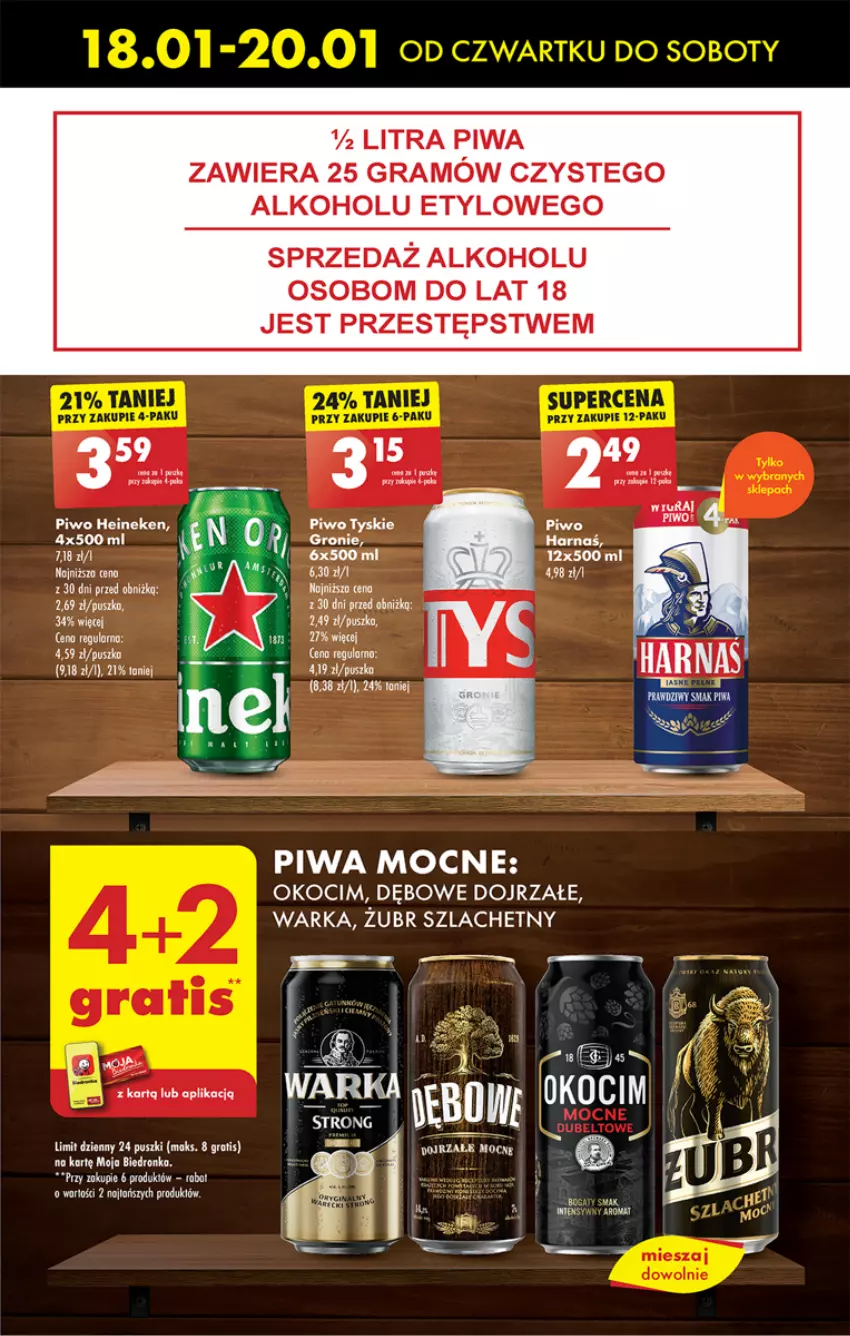 Gazetka promocyjna Biedronka - Od czwartku - ważna 18.01 do 24.01.2024 - strona 63 - produkty: Gra, Harnaś, Heineken, Koc, Okocim, Piwa, Piwo, Tyskie, Warka