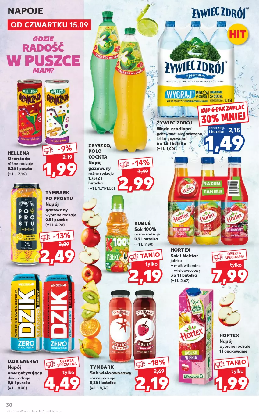 Gazetka promocyjna Kaufland - OFERTA TYGODNIA - ważna 15.09 do 21.09.2022 - strona 30 - produkty: Hellena, Hortex, Kubuś, LANA, Napój, Napój gazowany, Napoje, Nektar, Oranżada, Sok, Tymbark, Woda