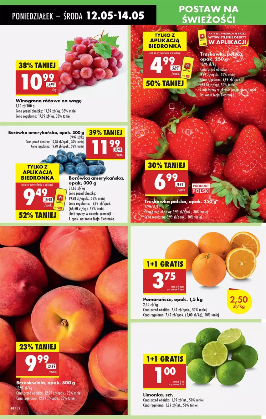 Gazetka promocyjna Biedronka - Od Poniedziałku - ważna 12.05 do 17.05.2025 - strona 20 - produkty: Borówka, Borówka amerykańska, Gra, Limonka, Pomarańcze, Wino
