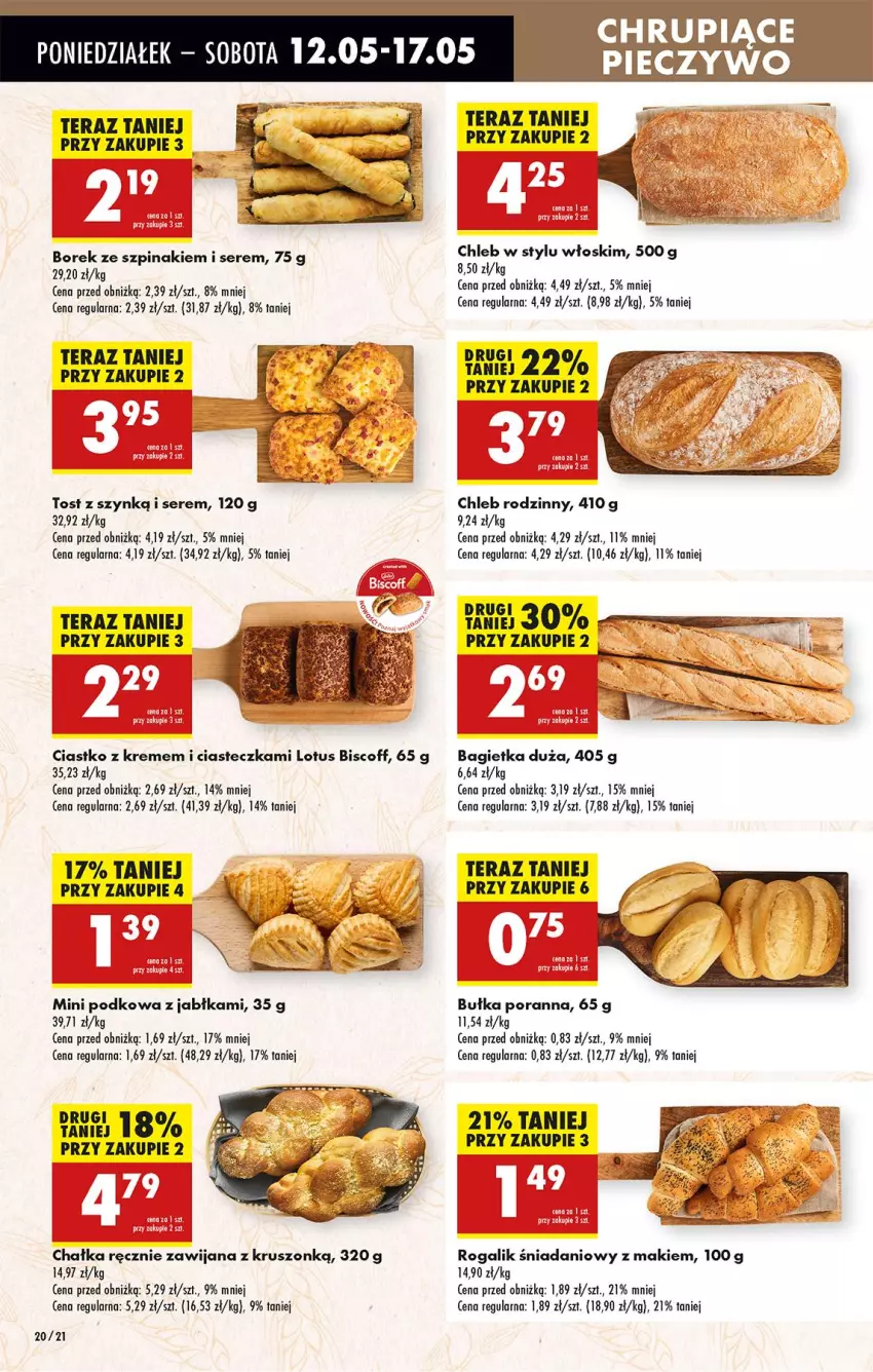 Gazetka promocyjna Biedronka - Od Poniedziałku - ważna 12.05 do 17.05.2025 - strona 24 - produkty: Bagietka, Bułka, Chleb, Danio, Jabłka, Okap, Por, Rogal, Ser, Szpinak, Tera