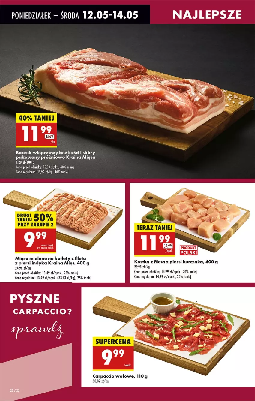 Gazetka promocyjna Biedronka - Od Poniedziałku - ważna 12.05 do 17.05.2025 - strona 28 - produkty: Boczek, Boczek wieprzowy, Carpaccio, Kotlet, Kurczak, Mięso, Mięso mielone