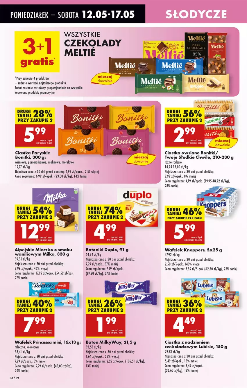 Gazetka promocyjna Biedronka - Od Poniedziałku - ważna 12.05 do 17.05.2025 - strona 46 - produkty: Baton, Bonitki, Ciastka, Ciastka owsiane, Knoppers, Kokos, Lubisie, Milka, Mleczko, Mus, Por, Princessa, Tonik, Wafelek