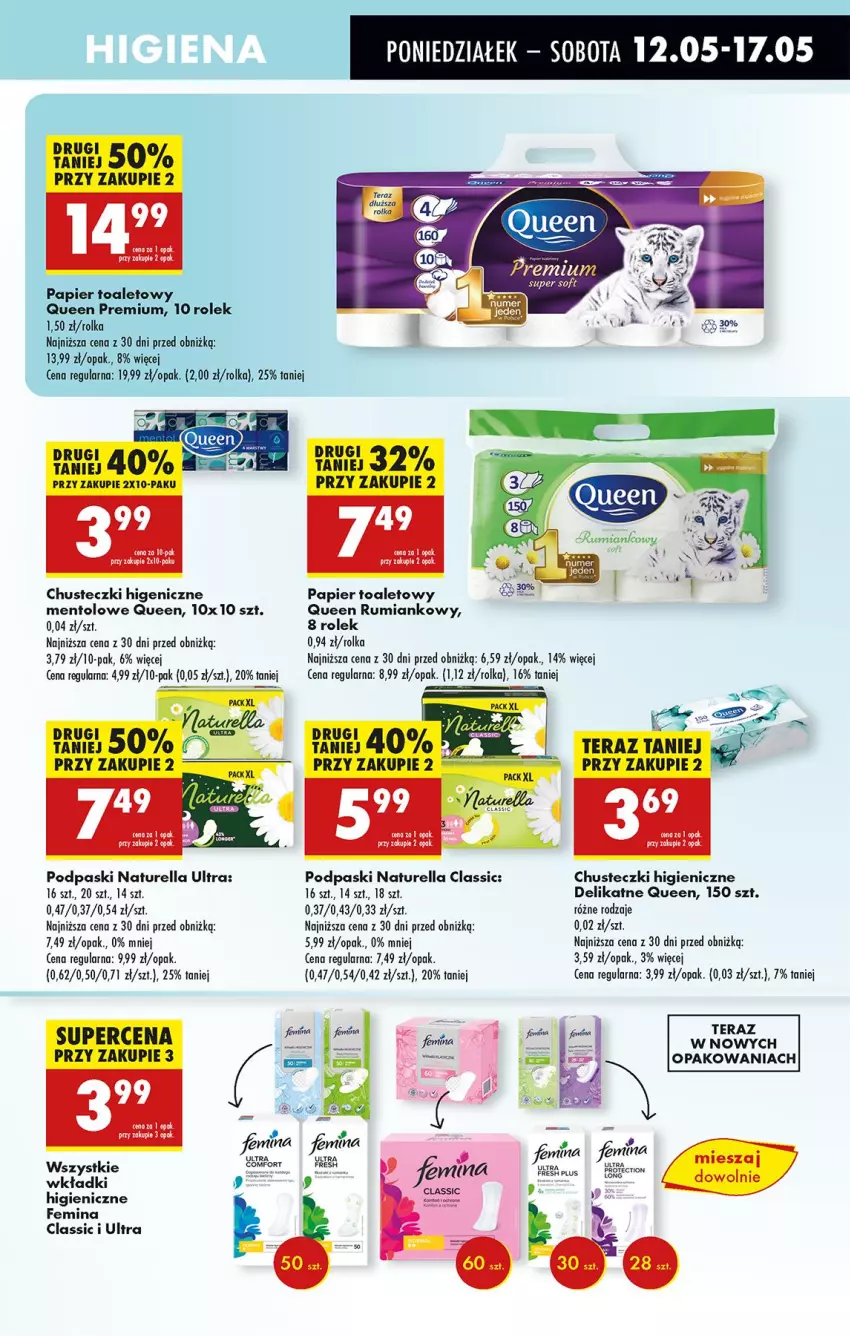 Gazetka promocyjna Biedronka - Od Poniedziałku - ważna 12.05 do 17.05.2025 - strona 65 - produkty: Chusteczki, Naturell, Naturella, Papier, Papier toaletowy, Podpaski, Rum, Tera, Wkładki, Woda