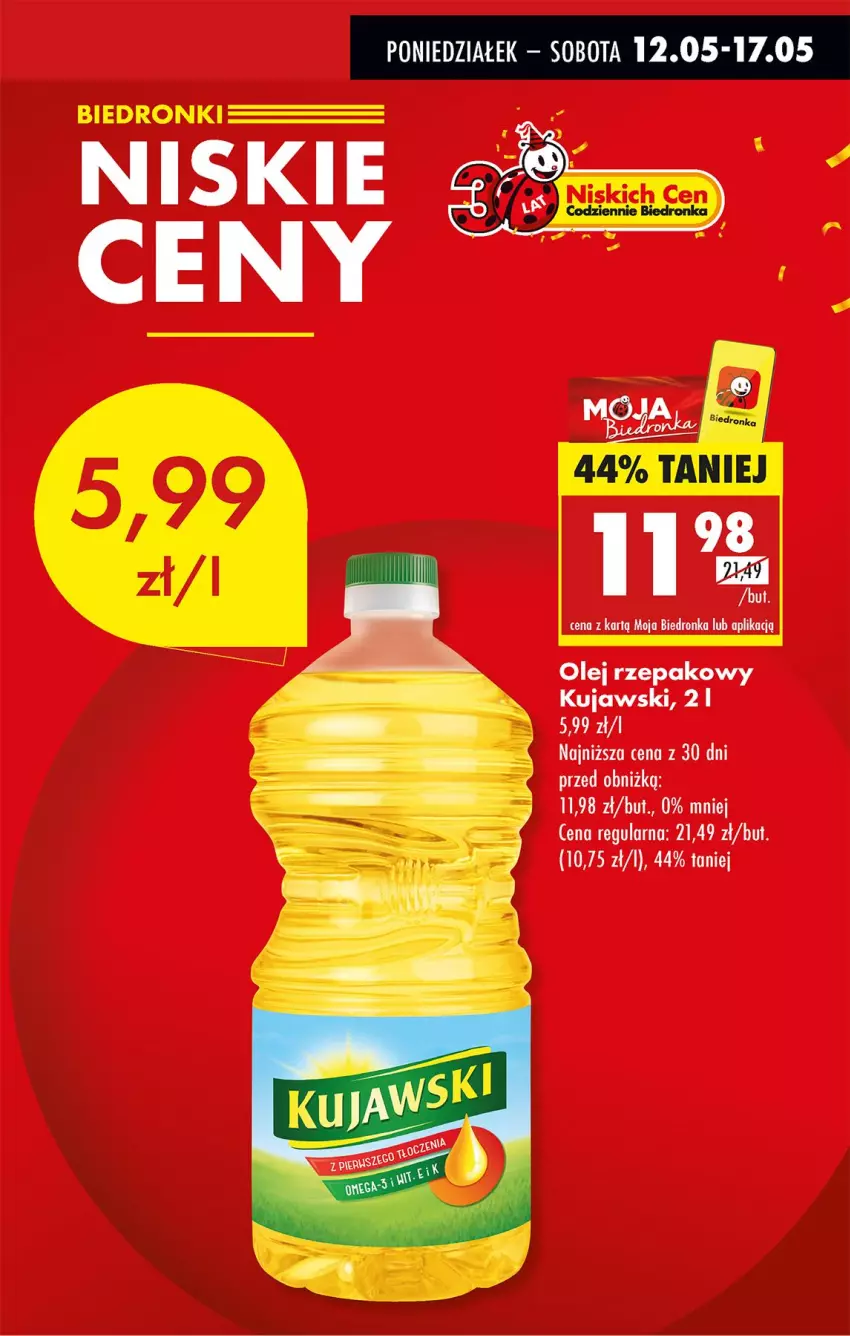 Gazetka promocyjna Biedronka - Od Poniedziałku - ważna 12.05 do 17.05.2025 - strona 7 - produkty: Kujawski, Olej, Olej rzepakowy