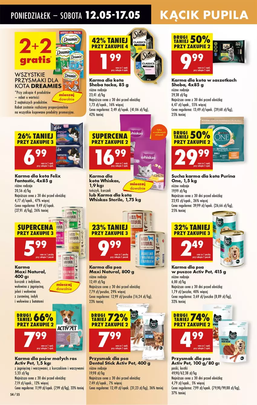 Gazetka promocyjna Biedronka - Od Poniedziałku - ważna 12.05 do 17.05.2025 - strona 70 - produkty: Fa, Fanta, Felix, Kurczak, Por, Przysmak dla psa, Przysmaki, Pur, Purina, Sheba, Sucha karma, Tuńczyk, Warzywa, Whiskas, Wołowina
