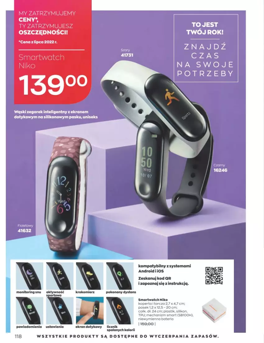 Gazetka promocyjna Avon - Katalog Avon 1/2023 kampania styczeń - ważna 01.01 do 31.01.2023 - strona 118 - produkty: Bateria, Krokomierz, Pasek, Por, Smartwatch, Sport