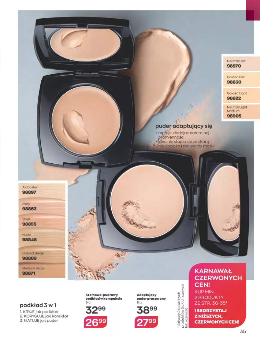 Gazetka promocyjna Avon - Katalog Avon 1/2023 kampania styczeń - ważna 01.01 do 31.01.2023 - strona 35 - produkty: Podkład, Puder, Puder prasowany