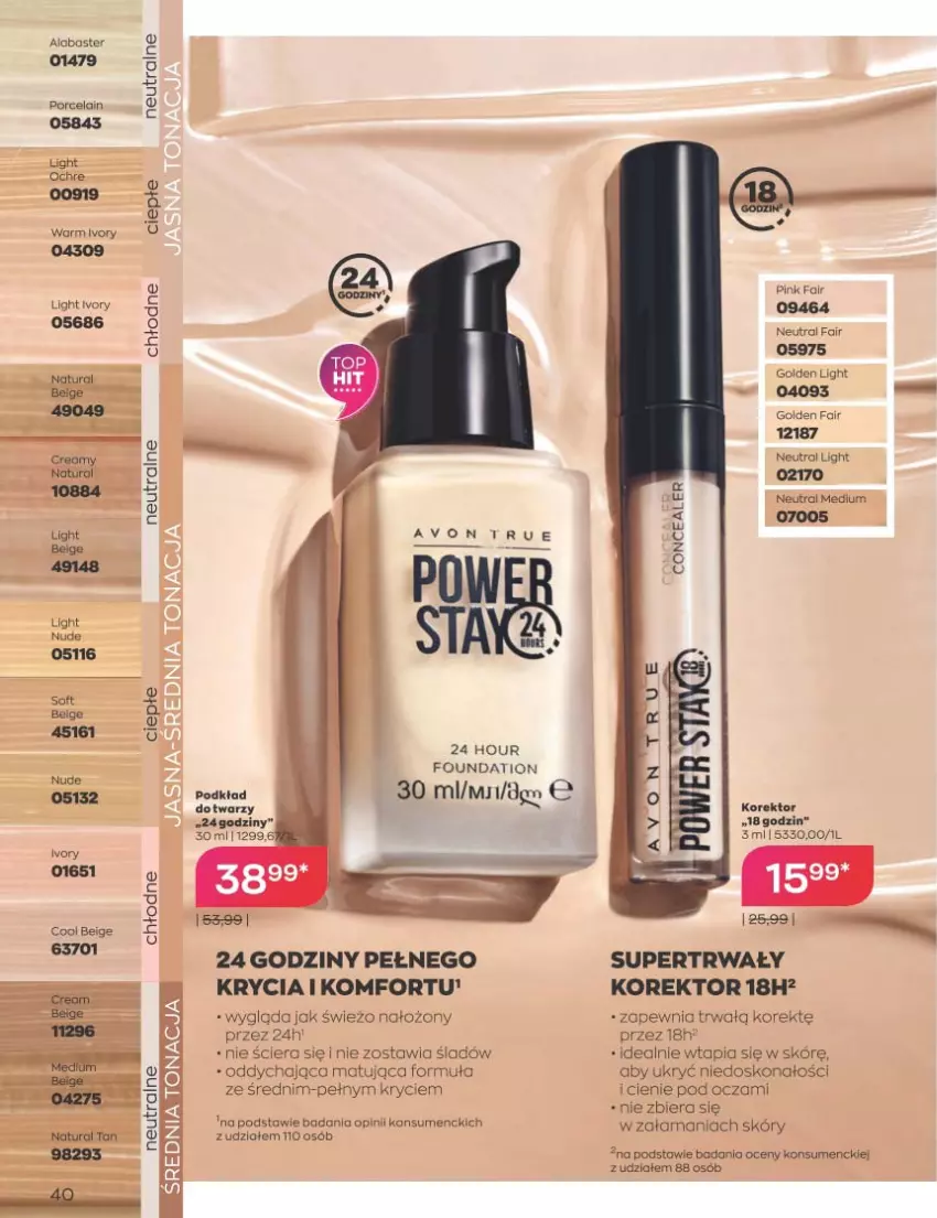 Gazetka promocyjna Avon - Katalog Avon 1/2023 kampania styczeń - ważna 01.01 do 31.01.2023 - strona 40 - produkty: Fa, Foundation, Podkład, Por