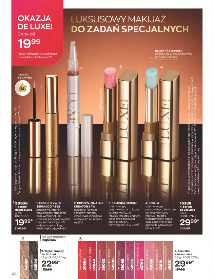 Gazetka promocyjna Avon - Katalog Avon 1/2023 kampania styczeń - ważna 01.01 do 31.01.2023 - strona 44 - produkty: Fa, Inka, Koc, Makijaż, Rum, Ser, Serum, Szminka, Top, Tran