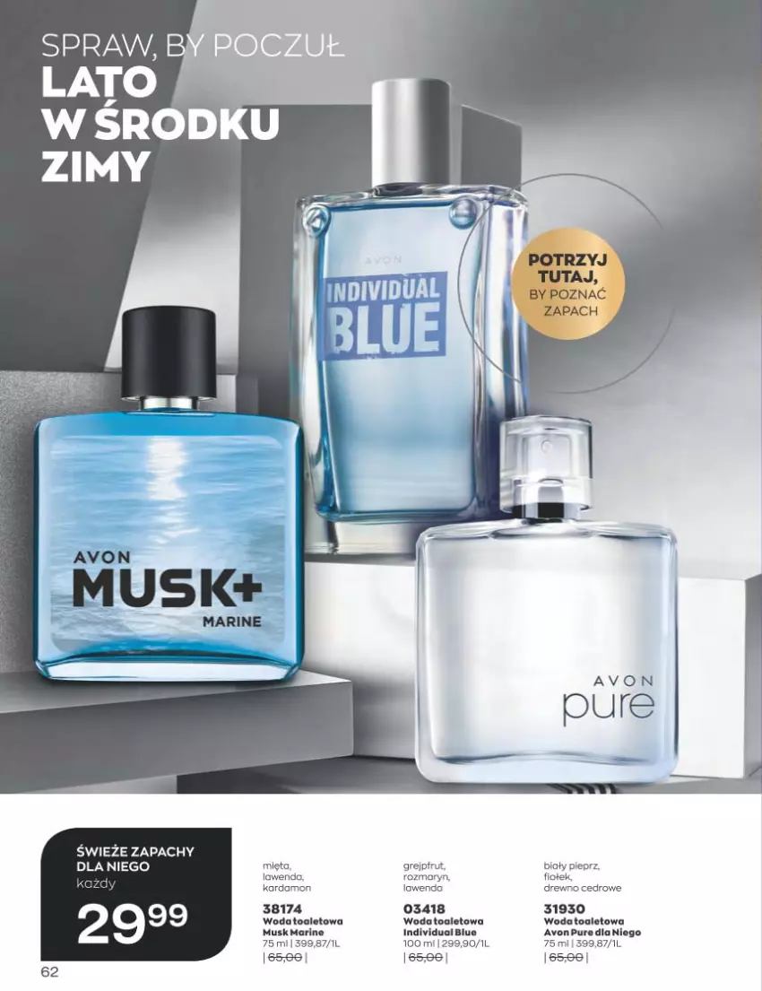 Gazetka promocyjna Avon - Katalog Avon 1/2023 kampania styczeń - ważna 01.01 do 31.01.2023 - strona 62 - produkty: Grejpfrut, Mięta, Mus, Pieprz, Pur, Woda, Woda toaletowa