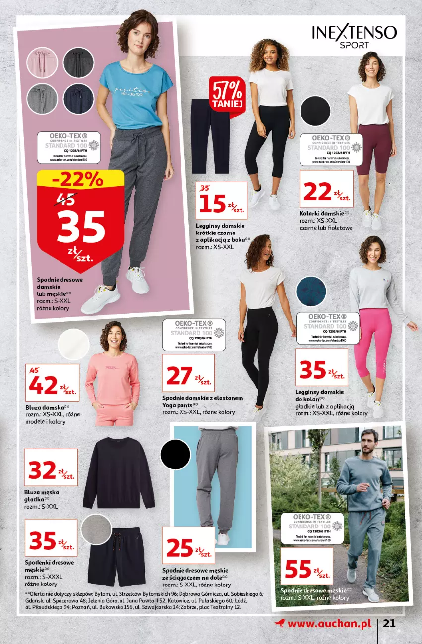 Gazetka promocyjna Auchan - przeNISKIE CENY prze smacznego Dnia Kobiet Hipermarkety - ważna 03.03 do 09.03.2022 - strona 21 - produkty: Acer, Bluza, Cars, Dres, Gin, Legginsy, Por, Spodnie, Spodnie dresowe, Sport