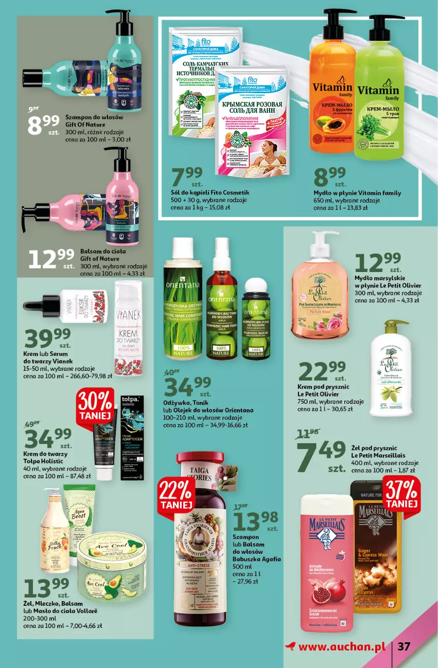 Gazetka promocyjna Auchan - przeNISKIE CENY prze smacznego Dnia Kobiet Hipermarkety - ważna 03.03 do 09.03.2022 - strona 37 - produkty: BIC, Fa, Gift of Nature, Krem do twarzy, Mars, Masło, Masło do ciała, Mydło, Mydło w płynie, Odżywka, Olej, Rum, Ser, Serum, Sól, Sól do kąpieli, Szampon, Taca, Tołpa, Tonik