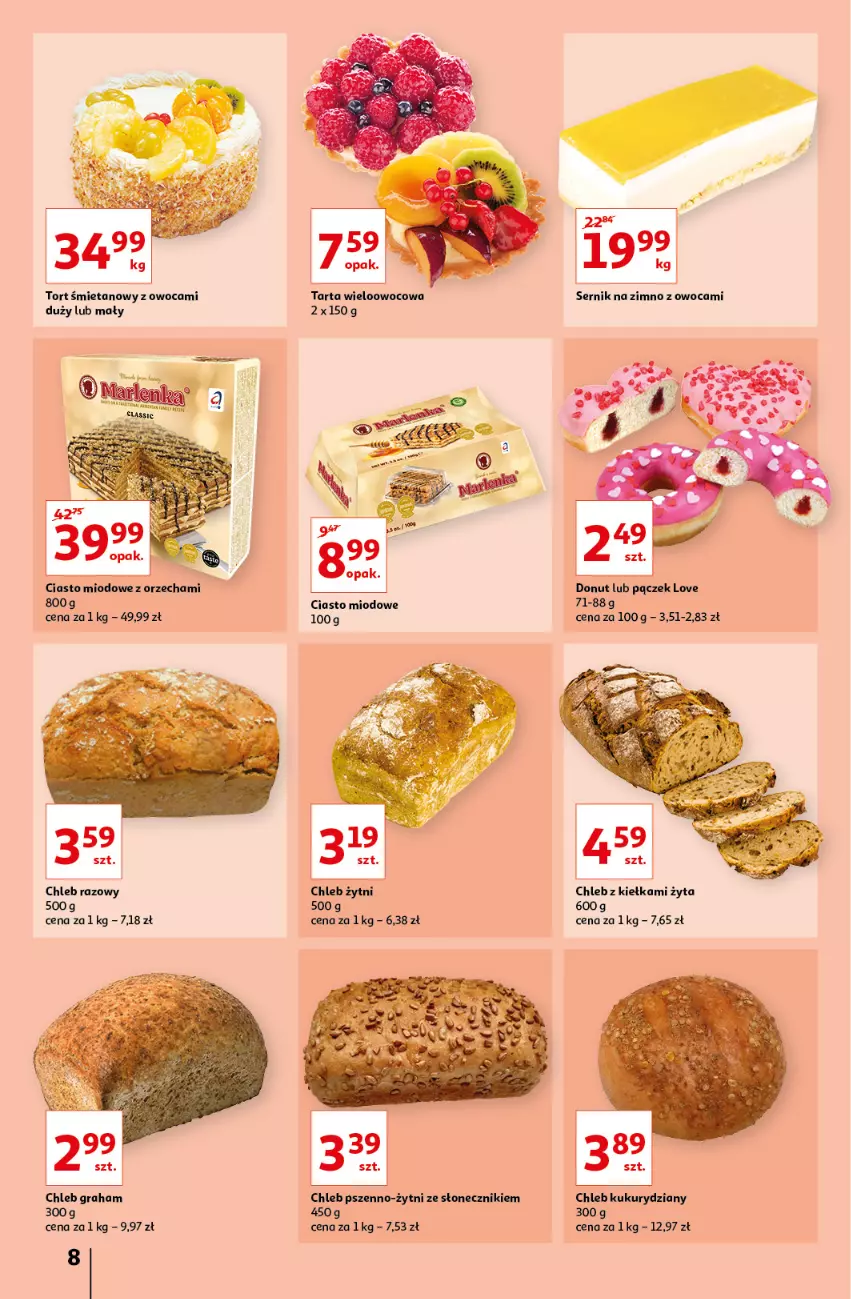 Gazetka promocyjna Auchan - przeNISKIE CENY prze smacznego Dnia Kobiet Hipermarkety - ważna 03.03 do 09.03.2022 - strona 8 - produkty: Chleb, Donut, Gra, Pączek, Ser, Tort śmietanowy