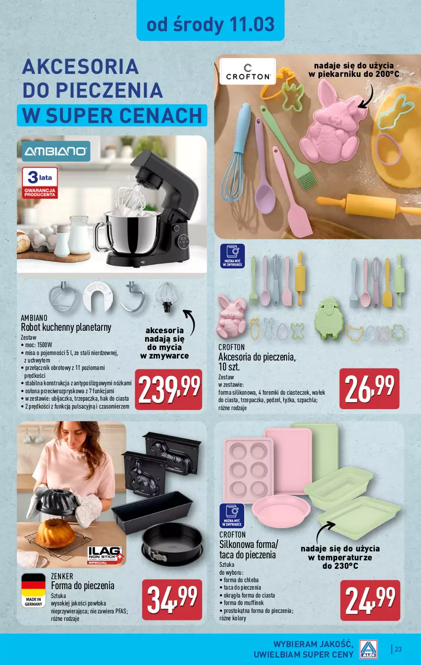 Gazetka promocyjna Aldi - Pełna oferta - ważna 09.03 do 14.03.2026 - strona 23 - produkty: Chleb, Fa, Foremki, Forma do pieczenia, Piec, Piekarnik, Robot, Sok, Taca, Trzepaczka, Wałek, Wałek do ciasta
