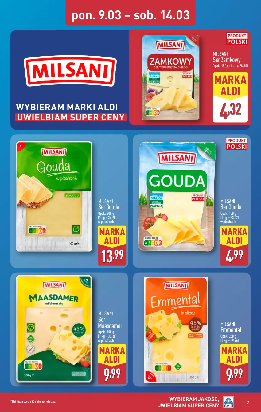 Gazetka promocyjna Aldi - Pełna oferta - ważna 09.03 do 14.03.2026 - strona 9 - produkty: Emmental, Gouda, Maasdam, Ser