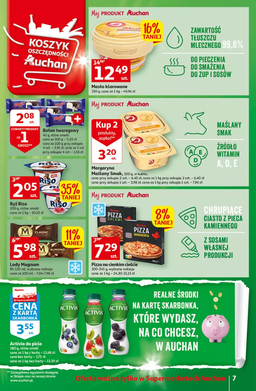 Gazetka promocyjna Auchan - Gazetka Wielkie majowe odkrycia cenowe Supermarket Auchan - ważna 27.04 do 02.05.2023 - strona 7 - produkty: Baton, Lody, Margaryna, Masło, Masło klarowane, Pizza, Ryż