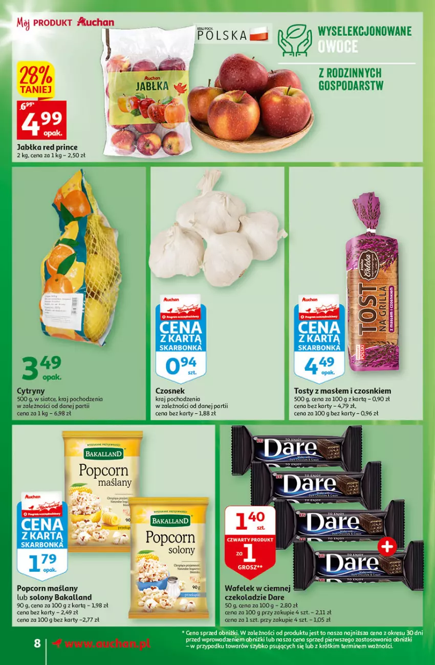 Gazetka promocyjna Auchan - Gazetka Wielkie majowe odkrycia cenowe Supermarket Auchan - ważna 27.04 do 02.05.2023 - strona 8 - produkty: Bakalland, Cytryny, Czosnek, Fa, O nas, Popcorn, Wafelek