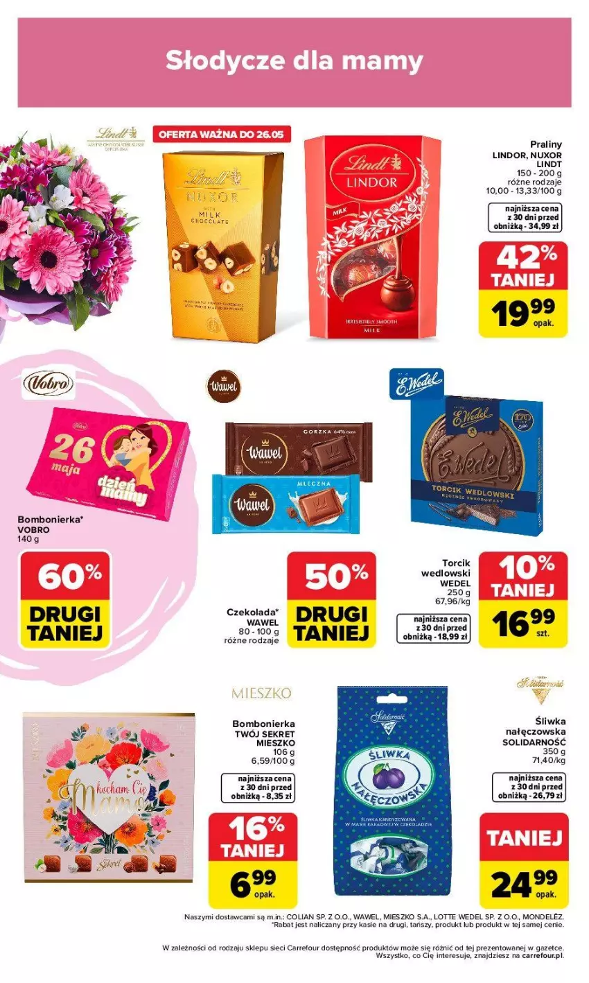 Gazetka promocyjna Carrefour - Gazetka Dzień Matki - ważna 18.05 do 23.05.2026 - strona 2 - produkty: Czekolada, Kret, Lindt, Praliny, Wawel