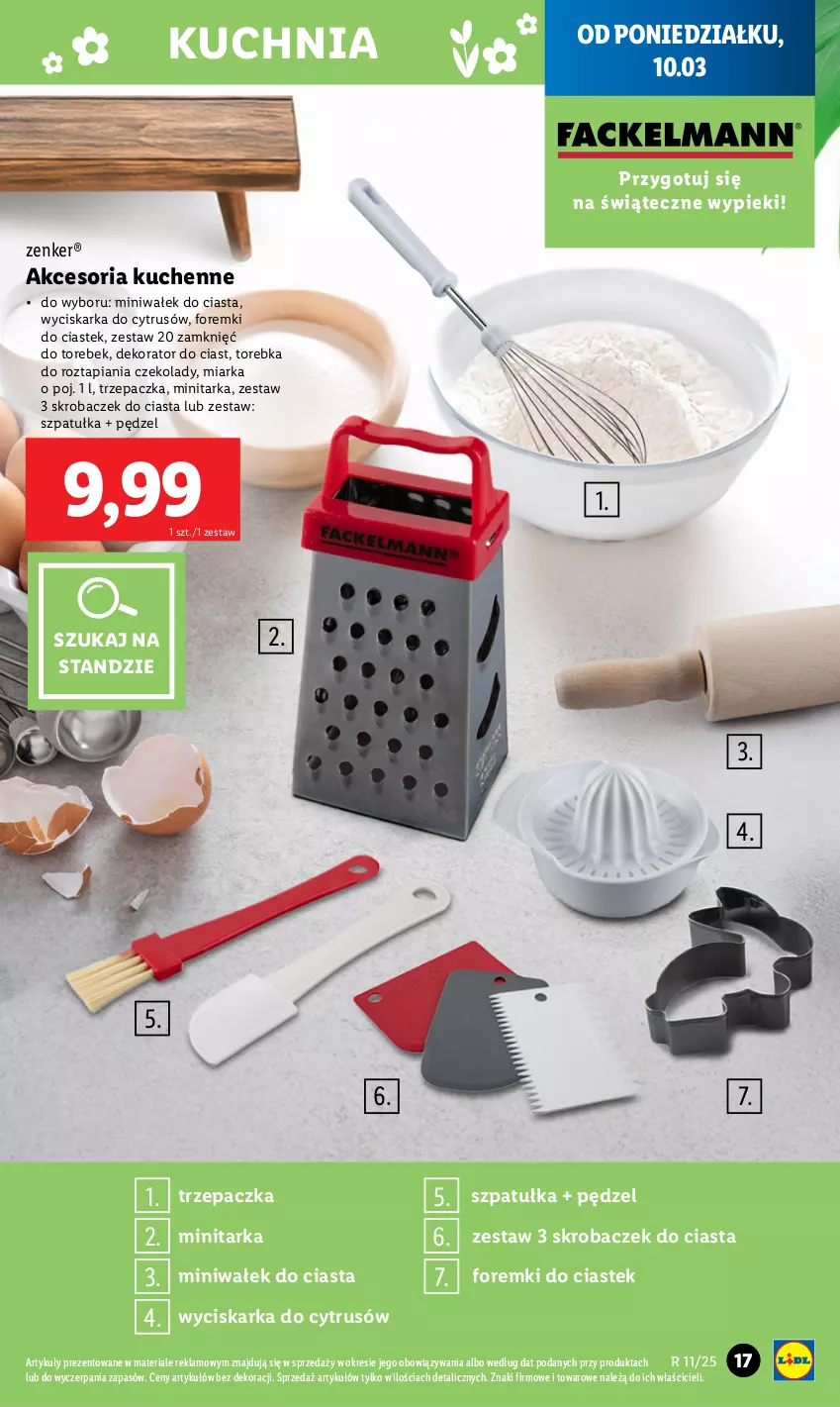 Gazetka promocyjna Lidl - GAZETKA - ważna 10.03 do 15.03.2025 - strona 15 - produkty: Dekorator, Foremki, Kuchnia, Miarka, Stek, Szpatułka, Tarka, Torebka, Trzepaczka, Wałek, Wałek do ciasta, Wyciskarka