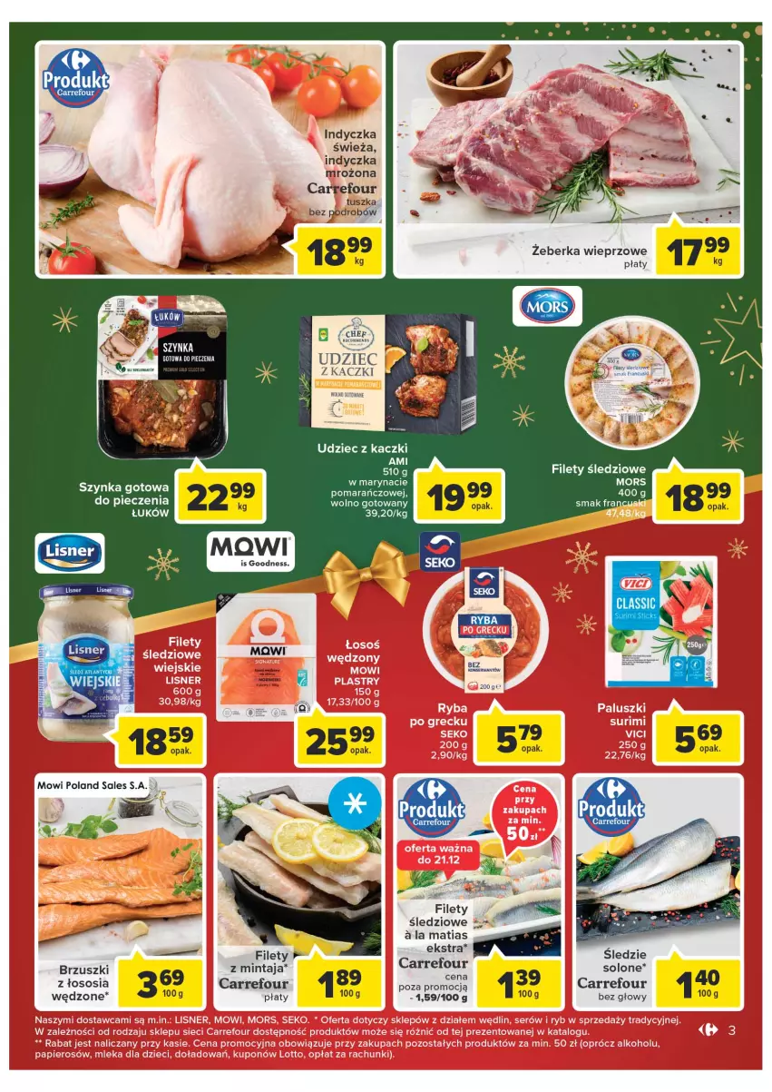 Gazetka promocyjna Carrefour - Gazetka Gazetka Market Gorzów Wielkopolski - ważna 19.12 do 24.12.2022 - strona 3 - produkty: Mintaj, Piec, Sos, Szynka, Tusz