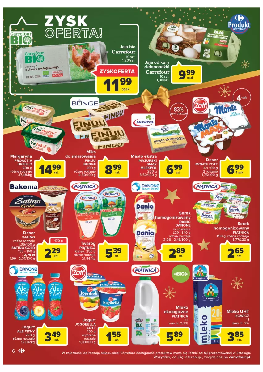 Gazetka promocyjna Carrefour - Gazetka Gazetka Market Gorzów Wielkopolski - ważna 19.12 do 24.12.2022 - strona 6 - produkty: AEG, Bakoma, Danio, Danone, Jaja, Masło, Piątnica