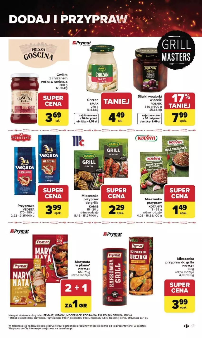 Gazetka promocyjna Carrefour - Gazetka Grill Cię wzywa od czwartku! - ważna 23.04 do 02.05.2026 - strona 14 - produkty: Chrzan, Grill, HP, Kamis, Kurczak, Podravka, Półka, Prymat, Rolnik, Vegeta