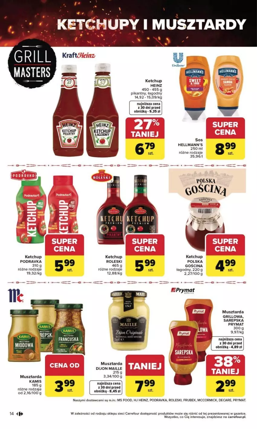Gazetka promocyjna Carrefour - Gazetka Grill Cię wzywa od czwartku! - ważna 23.04 do 02.05.2026 - strona 15 - produkty: Fa, Grill, Heinz, Ketchup, Mus, Musztarda, Podravka, Prymat