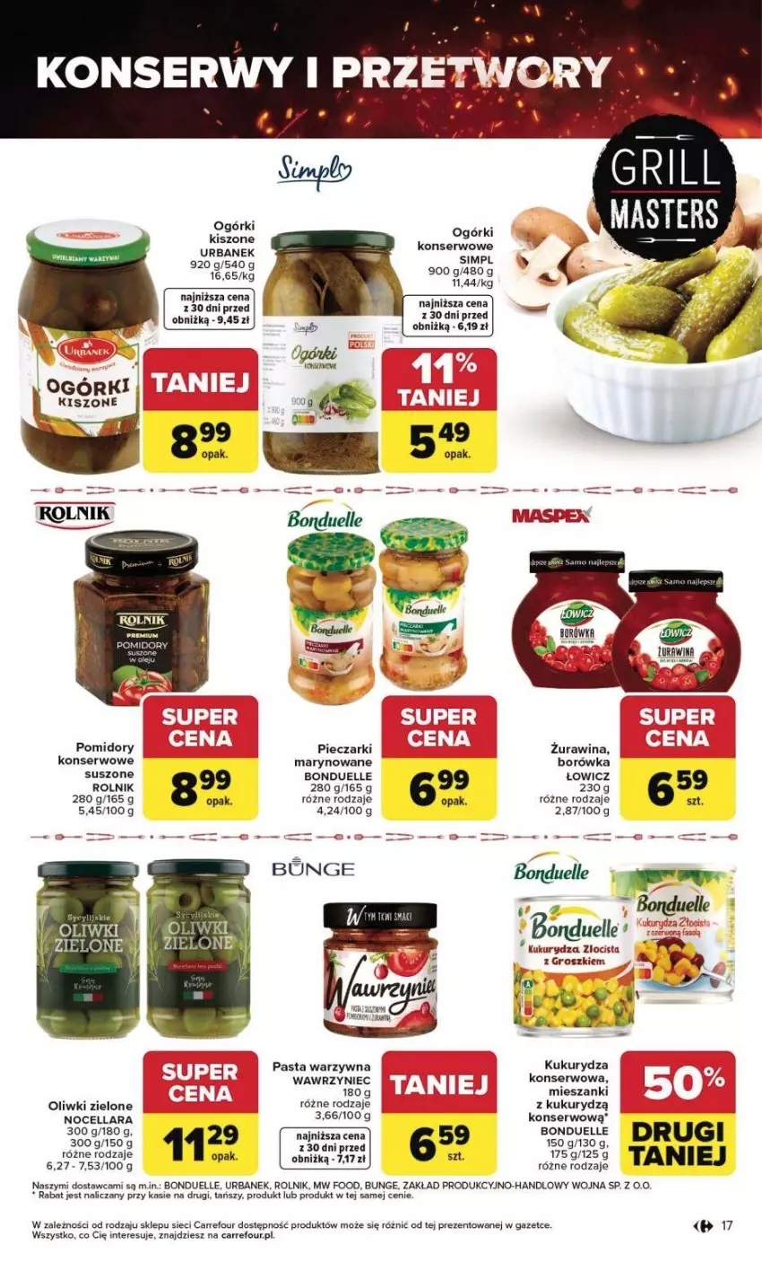 Gazetka promocyjna Carrefour - Gazetka Grill Cię wzywa od czwartku! - ważna 23.04 do 02.05.2026 - strona 18 - produkty: Aksam, Bonduelle, Borówka, Kukurydza, Oliwki, Oliwki zielone, Pasta warzywna, Piec, Pomidory, Rolnik, Ser, Sok