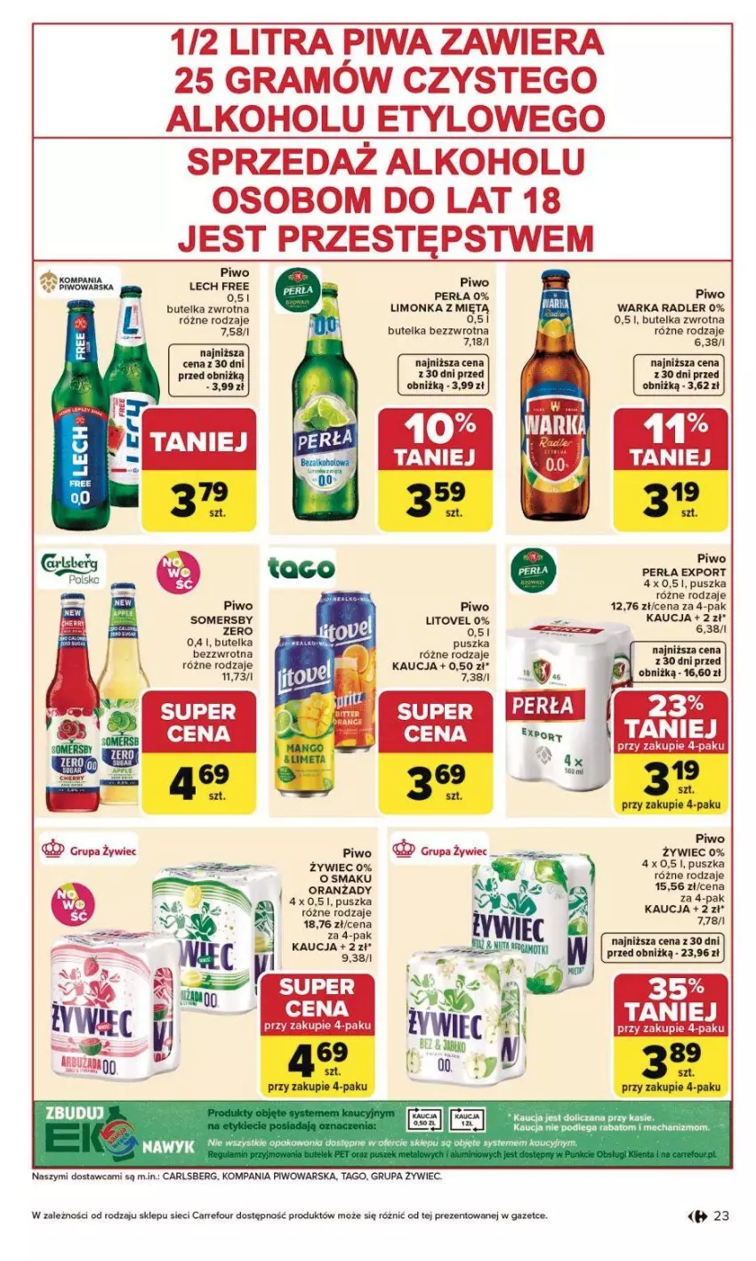 Gazetka promocyjna Carrefour - Gazetka Grill Cię wzywa od czwartku! - ważna 23.04 do 02.05.2026 - strona 24 - produkty: Carlsberg, Gra, Limonka, Perła, Piwa, Piwo, Por, Radler, Somersby, Tago, Warka