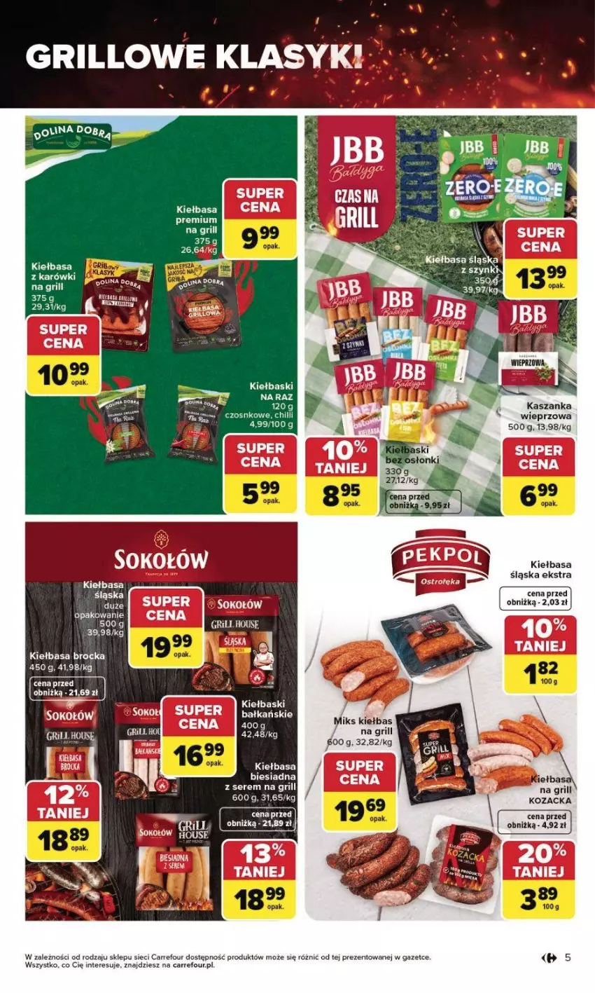 Gazetka promocyjna Carrefour - Gazetka Grill Cię wzywa od czwartku! - ważna 23.04 do 02.05.2026 - strona 6 - produkty: Grill, Kasza, Kaszanka, Kiełbasa, Kiełbasa śląska, Ser, Sok, Sokołów