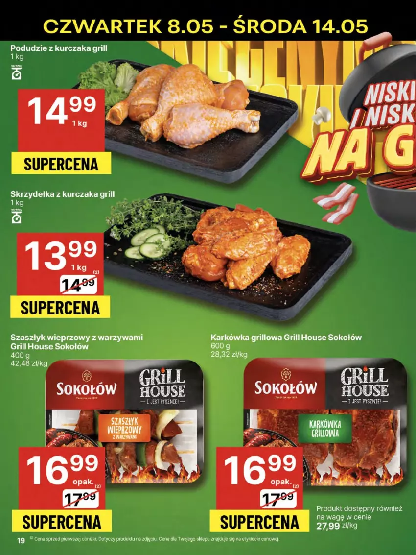 Gazetka promocyjna Delikatesy Centrum - Franczyza DC19 Czwartek - ważna 08.05 do 14.05.2025 - strona 19 - produkty: Grill, Kurczak, Podudzie z kurczaka, Puf, Skrzydełka z kurczaka, Sok, Sokołów, Warzywa